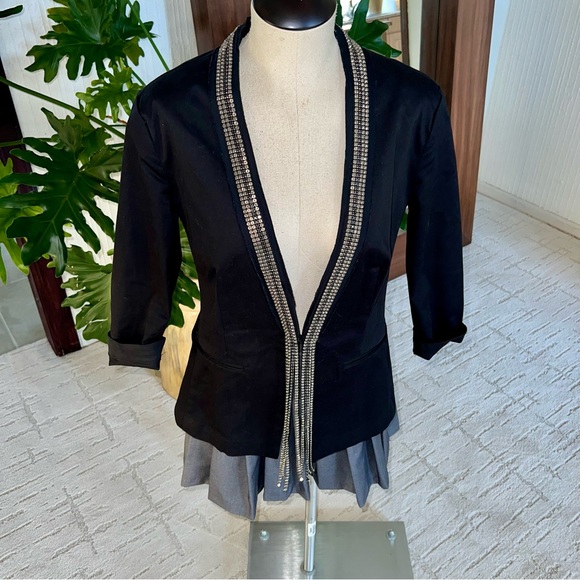 Rock & Republic Jackets & Blazers - Rock and Republic Women's Black and Silver Jacket Size 12